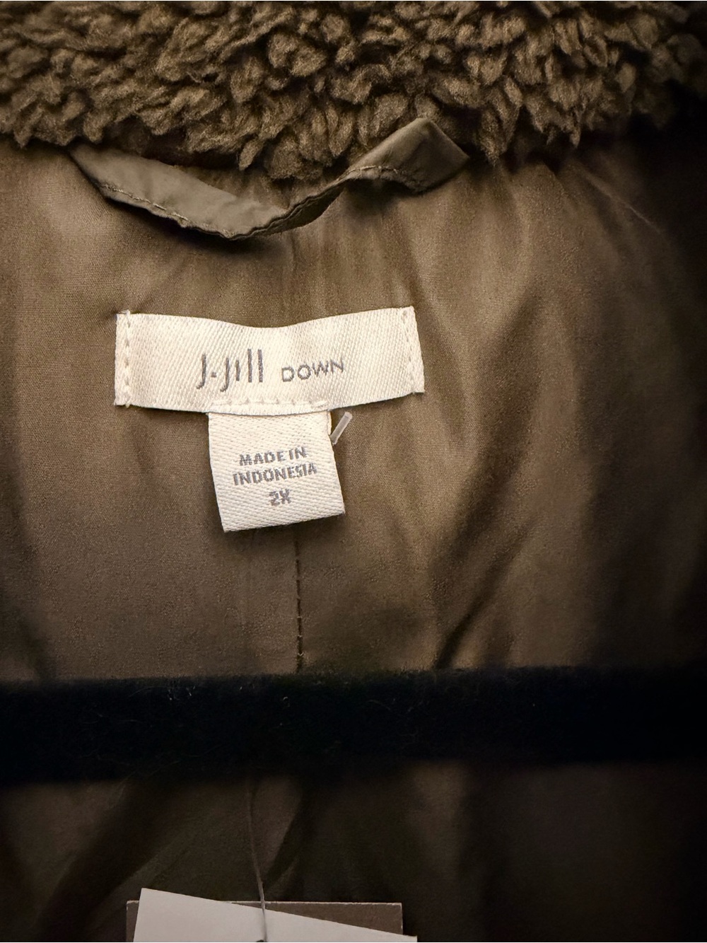 J. Jill Quilted Down Vest with Sherpa Collar in Artichoke color - Picture 7 of 8